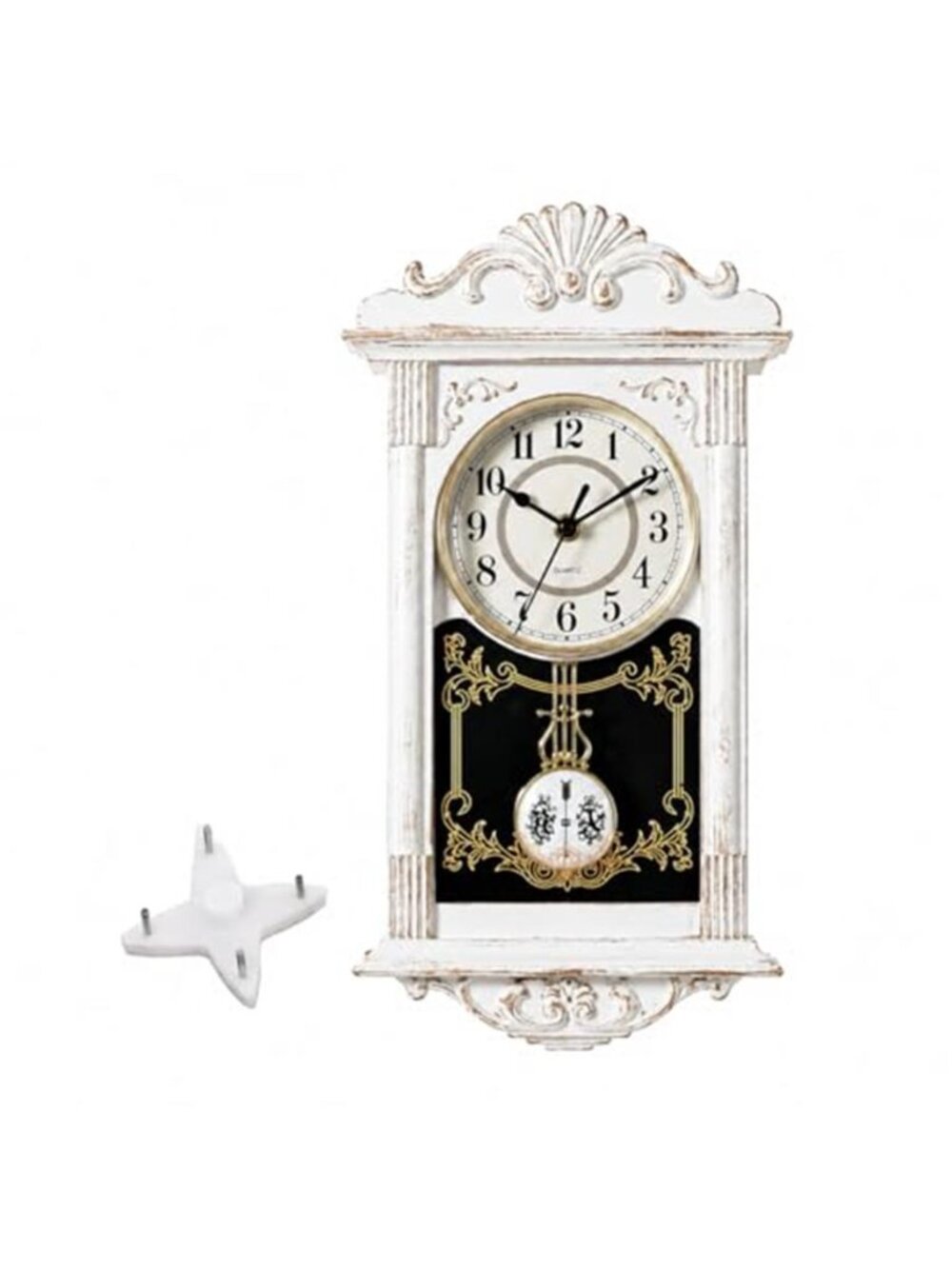 Clockswise Vintage Grandfather-Style Wall Clock with Wood-Effect Plastic
